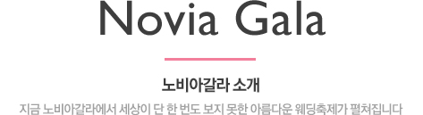 노비아갈라소개 - 내 생에 최고의 날 세상에 없던 세상이 단 한번도 보지 못한 아름다운 웨딩축제가 펼쳐집니다